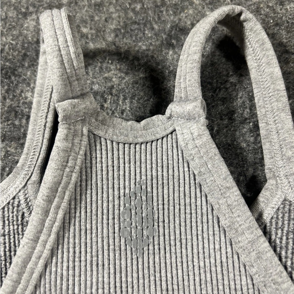 Gray Ribbed Halter Crop Top - Picture 4 of 5